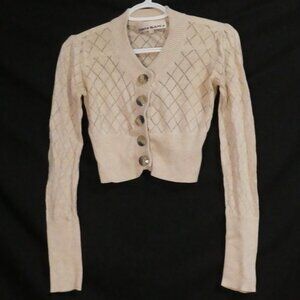 COSTA BLANCA | large | Beige Diamond Pattern Cardigan With Buttons